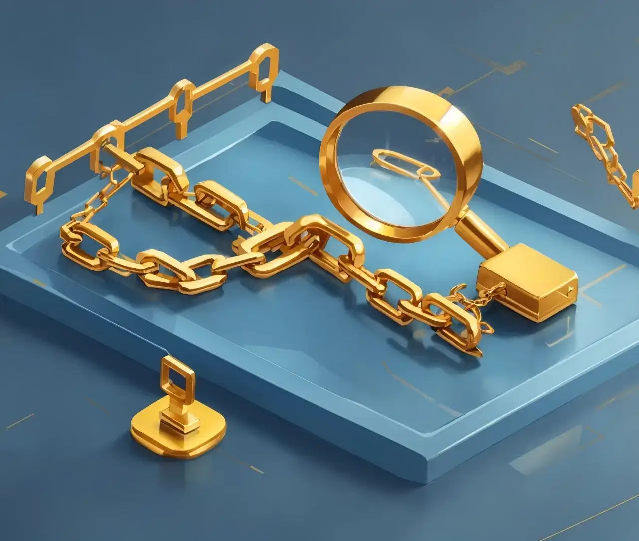 A magnifying glass hovers over a collection of colorful blocks labeled as backlinks, emphasizing how to determine their value