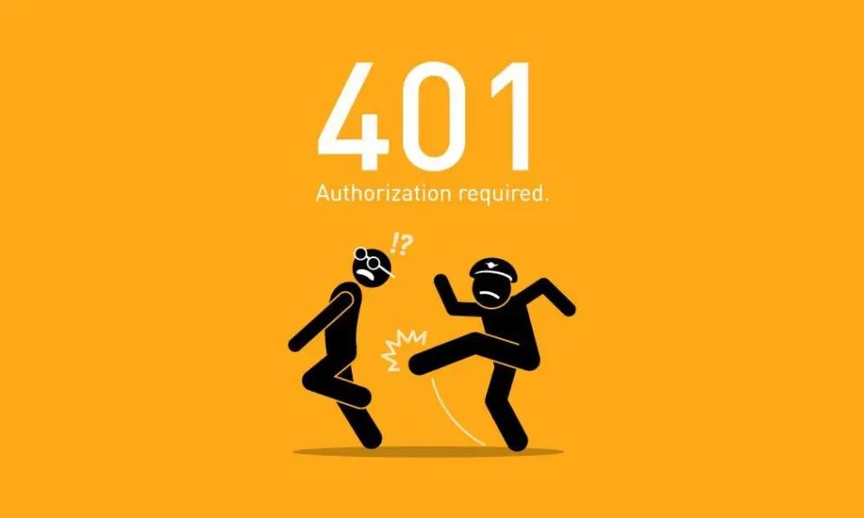 a web page with the error code 401 and the message "authorization required" is displayed. this image represents a common error message that appears when a user tries to access a webpage or resource that requires proper authentication or permission. 