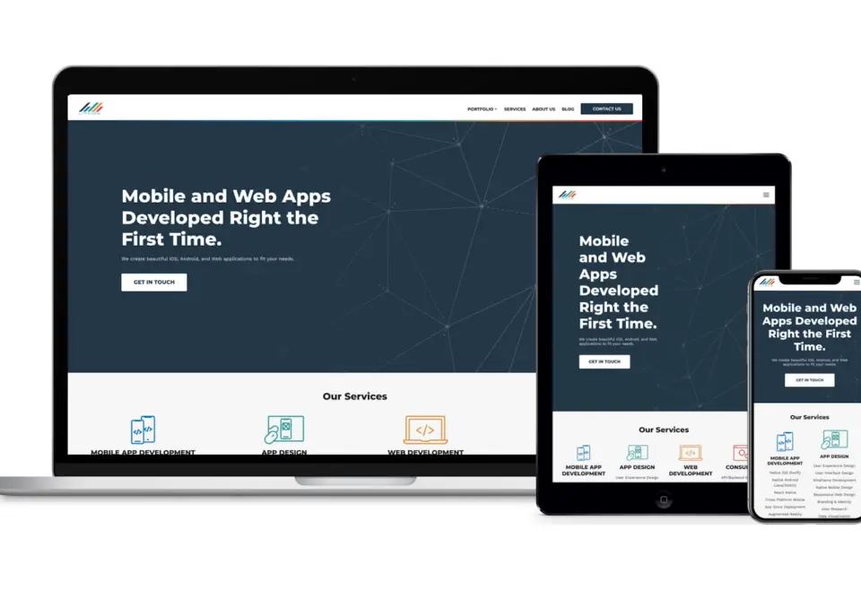 Responsive web design displayed on a laptop, tablet, and smartphone, showing how to improve landing page experience for Google Ads across devices.