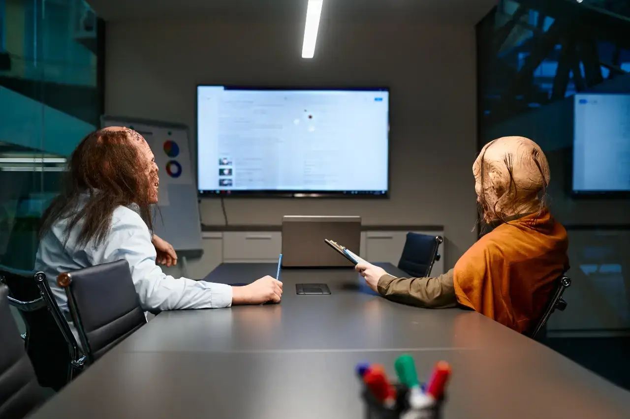 A diverse team of marketers in a modern office analyzing charts and data, discussing what CPA in digital marketing entails