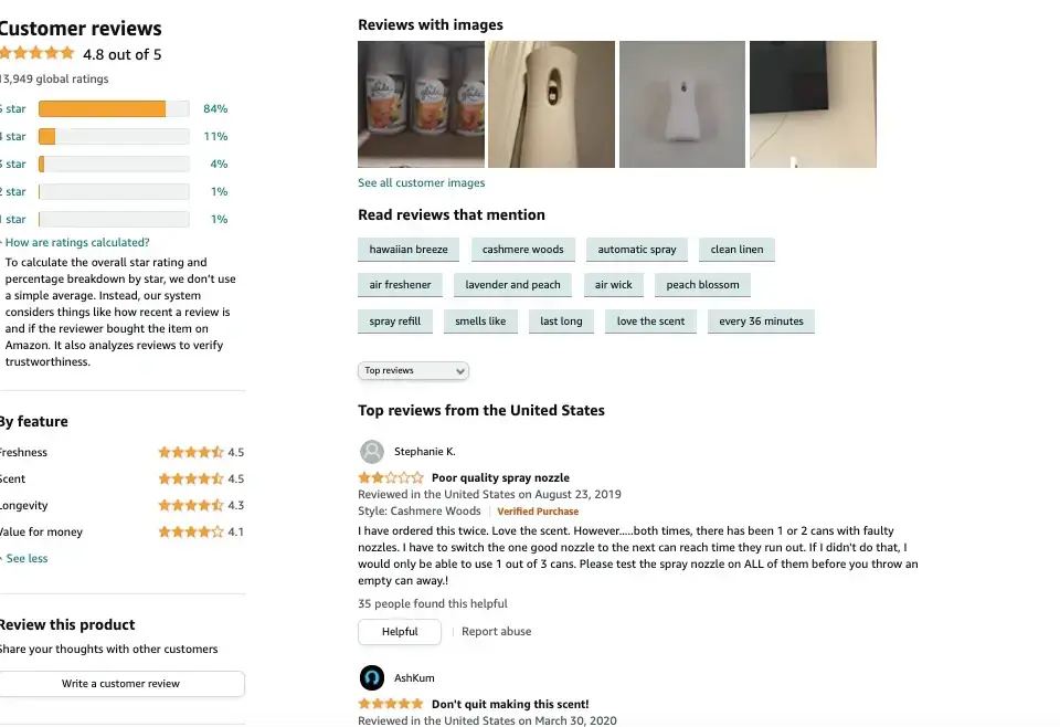 a customer review section on a retail site showing a 4.8 out of 5 stars rating an example of the blemishing effect with mixed feedback