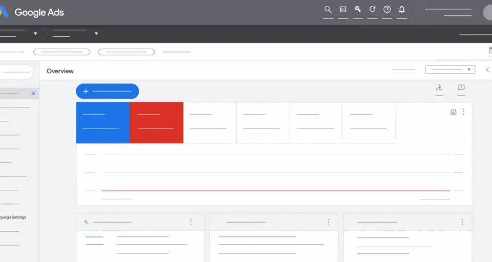 Google Ads campaign overview dashboard showing metrics and settings, illustrating SEO vs Google Ads.