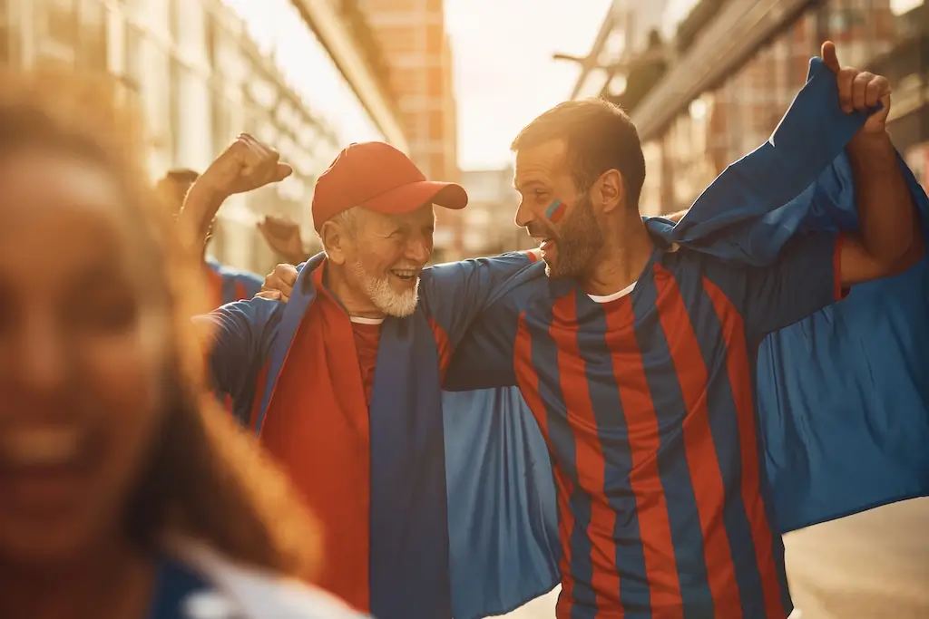 A diverse group of people from different backgrounds stand together, subtly reflecting similarity bias through shared smiles and positive interactions